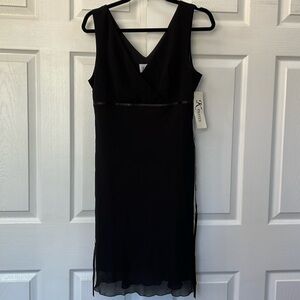 K Petite Sleeveless Black Dress with Waist Ties Size 12P